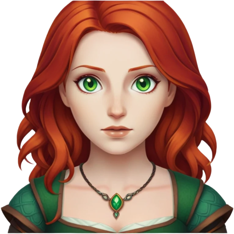 Triss Merigold from The Witcher with red hair and green eyes emoji