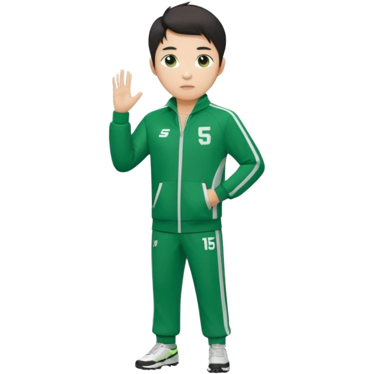 Draw Seong Gi-hun (Player 456) in green tracksuit with the white number 456 clearly printed on the chest & jacket. emoji