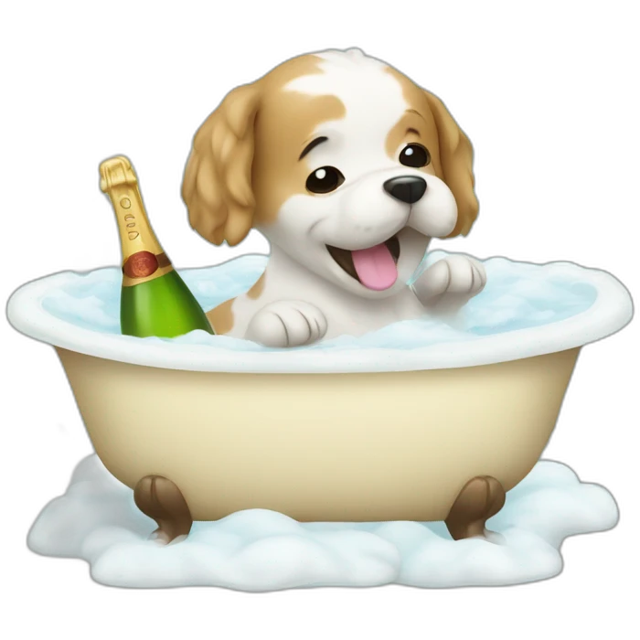 cute dogs in a champagne bubble bath emoji