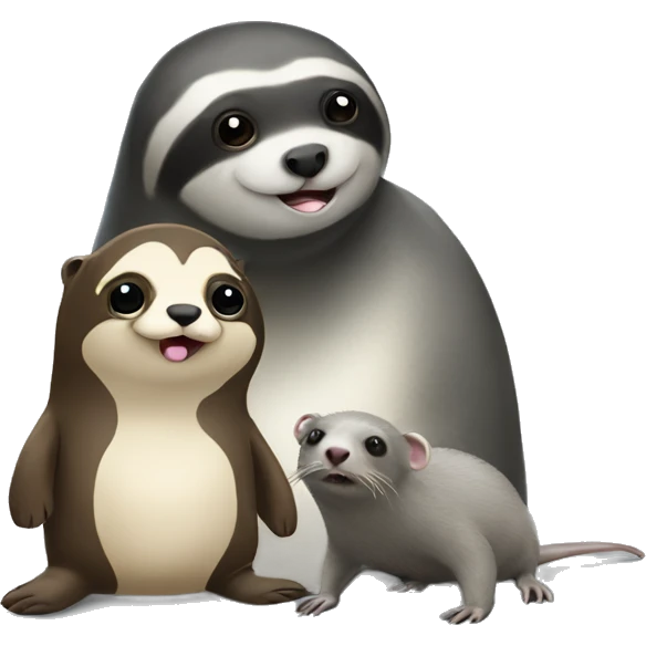 a seal a sloth and a rat talking emoji