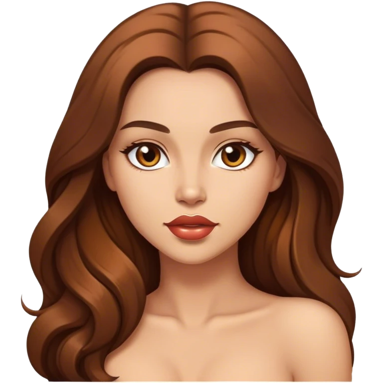 sexy woman long brown hair, emoji
