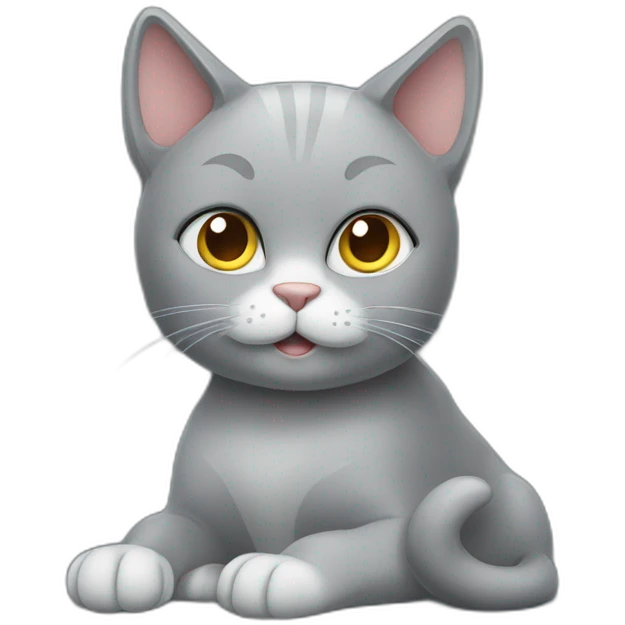 grey cat sitting in front of computer emoji