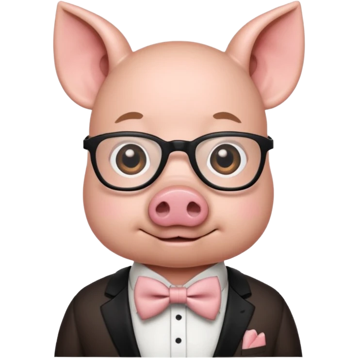geeky character with a pig nose and bow tie emoji