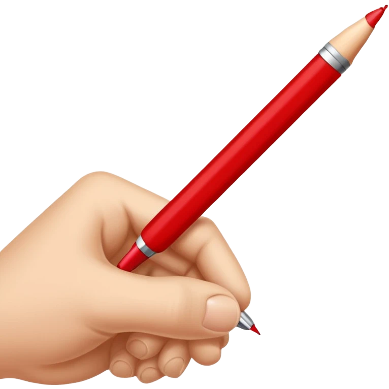 рука телесного цвета пишет красной ручкой emoji