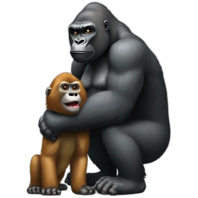 Gorilla giving a Dog to Vladimir Putin emoji