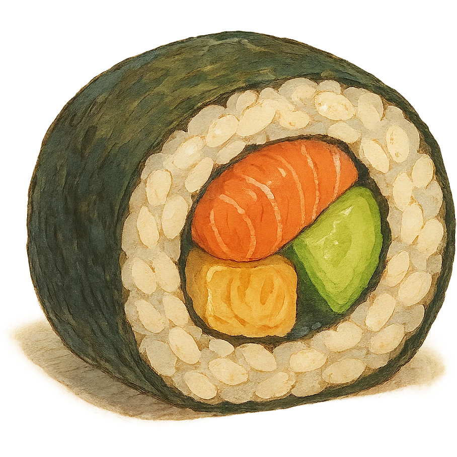 sushi roll, ghibli style emoji