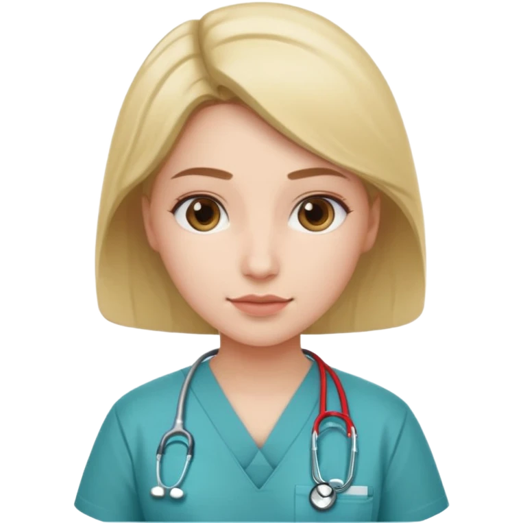 A medic (woman) attending to a person at the hospital emoji