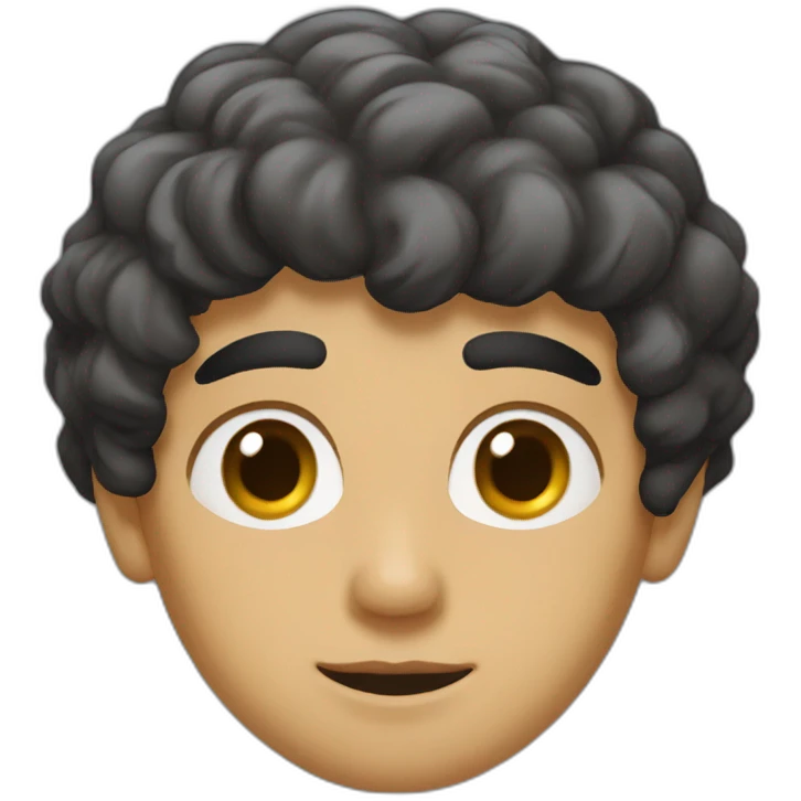 arab boy with curly black hair, uni-brow, faded mustache, and brown eyes emoji