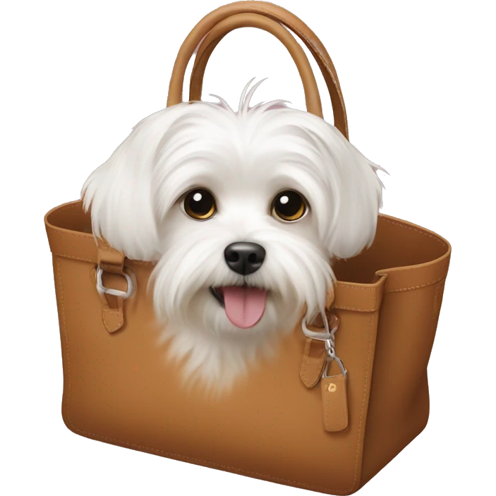 Maltese dog inside a Birkin bag  emoji