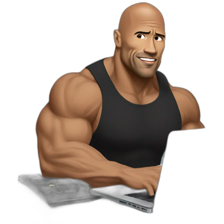 the rock working on macbook laptop emoji