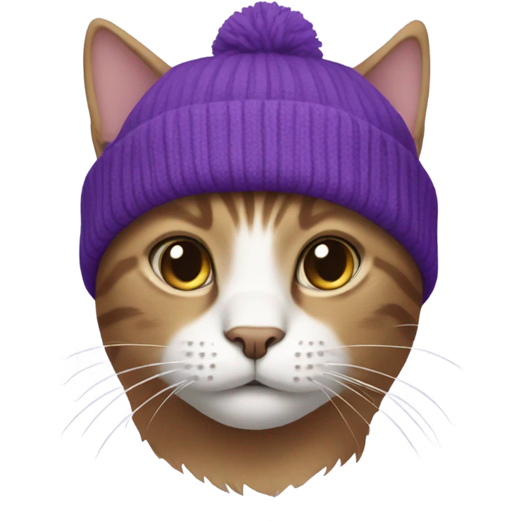 cat wearing a purple beanie emoji