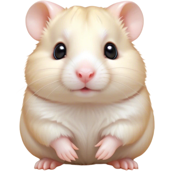 Cinematic Cute Cream Hamster Portrait Emoji, Head tilted playfully and inquisitively, featuring a silky, pristine cream coat with a gentle sheen, round, sparkling dark eyes filled with curiosity, Simplified yet irresistibly adorable features, highly detailed, glowing with a warm, friendly glow, high shine, affectionate and lively, stylized with a touch of whimsy, bright and endearing, soft glowing outline, capturing the essence of a mischievous yet loving hamster, so playful it feels like it could dash out of the screen and into your arms! emoji