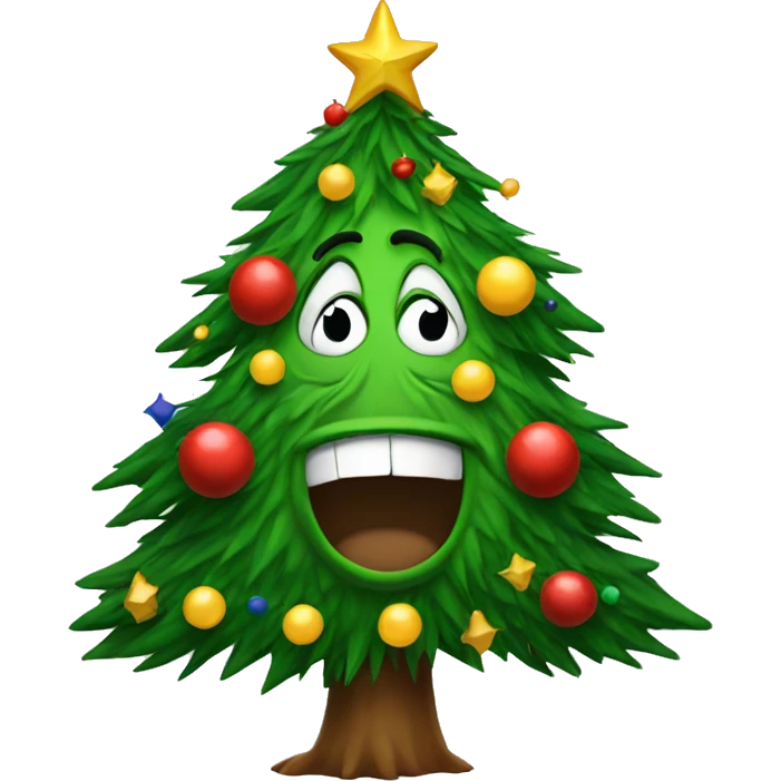 A mad Christmas tree emoji