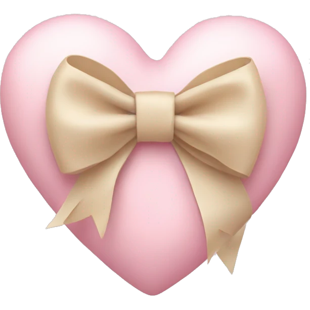 Pastel pink heart with beige bow  emoji