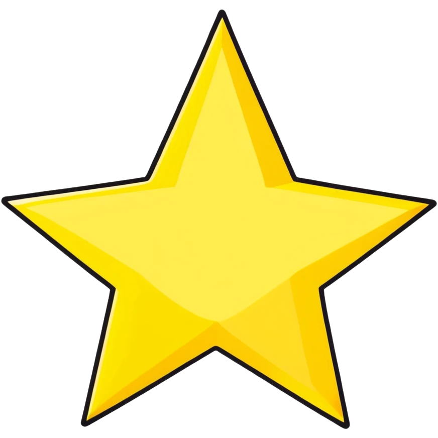 3D golden star with soft glow, five sharp symmetrical points, subtle glitter particles, cartoon style, friendly appeal, pastel yellow background, Pixar-inspired lighting emoji