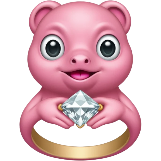 pink pepe wearing engagement ring with big diamond emoji emoji