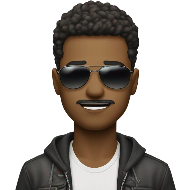 Guy with sunglasses biting bottom lip￼ emoji