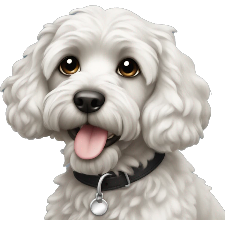 Black cockapoo with white chest  emoji