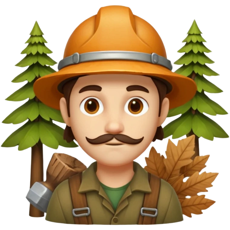 forest carpenter portrait, head and shoulders only, natural wooden accessories, leaf details, earthy tones, nature-crafted vibe, 3D cartoon, mobile game icon style, clean background, no text, no watermark
 emoji