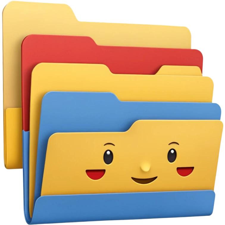 three file folders, arranged in a stack, emoji style emoji