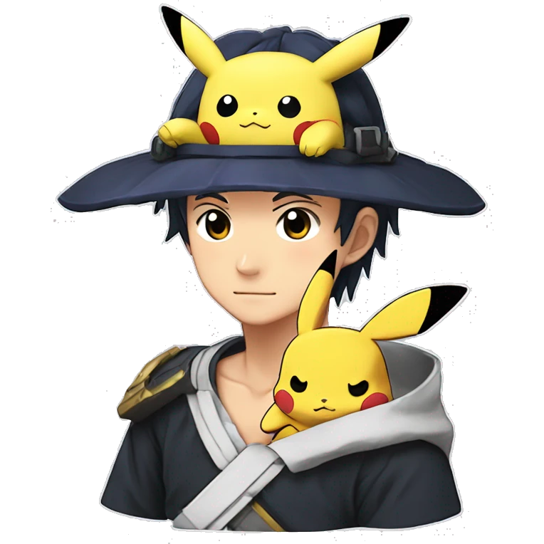 tanjiro avec pikachu sur l'epaule et le bandeau de konoha emoji