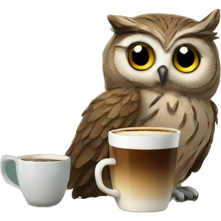 owl drinking coffee emoji