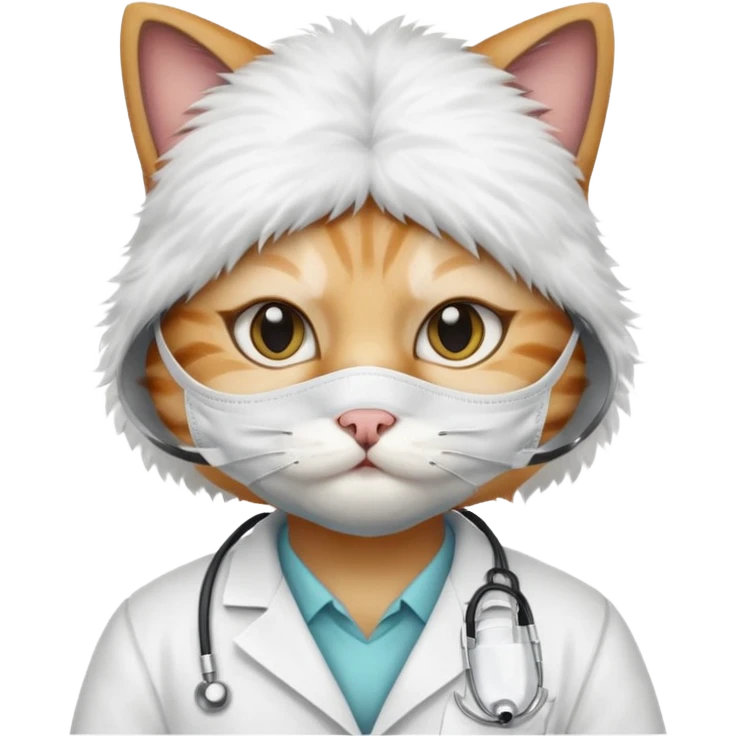 doctor cat, white coat, dust mask emoji