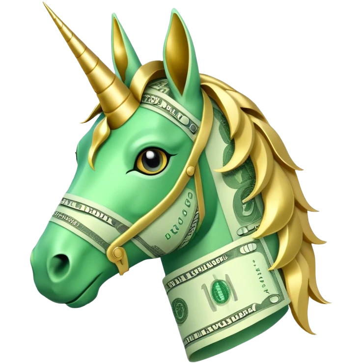 единорог полностью из долларовых купюр, no background emoji
