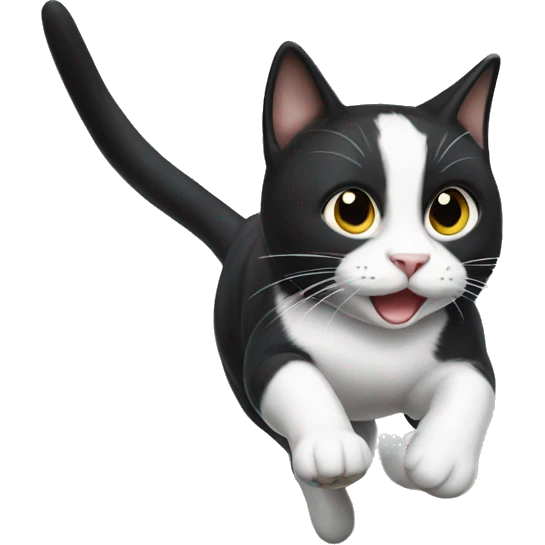 Tuxedo cat racing emoji