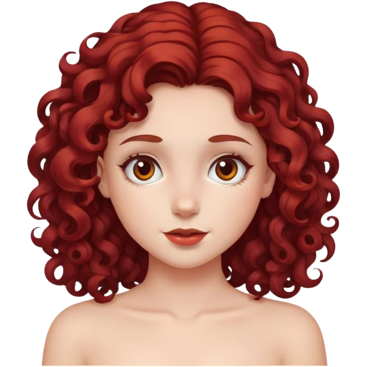 Girl with curly/wavy dark red hair emoji