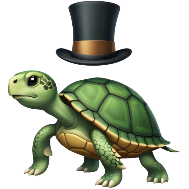 a turtle with a top hat standing on its back legs with a 6th pack emoji