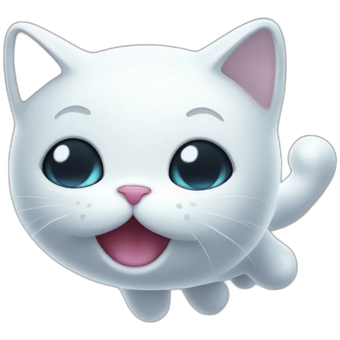 Cute cartoon ghost cat floating in the air emoji