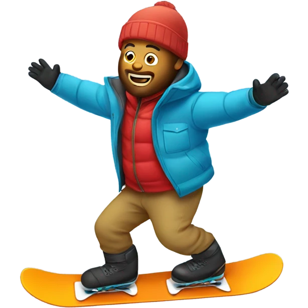 large man snowboarding in a snow bib emoji