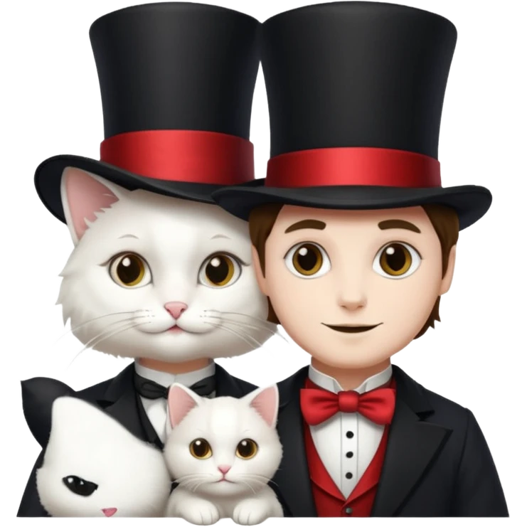 magician couple and their pet cat emoji