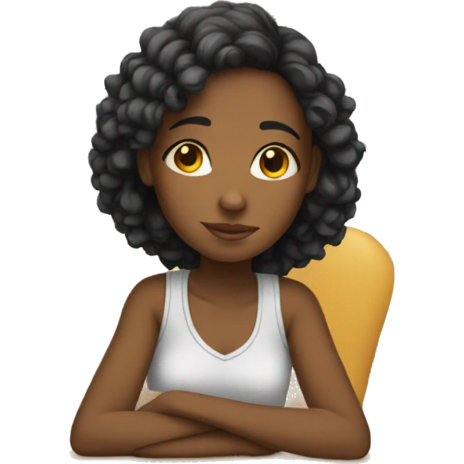 Black teen girl sitting alone  emoji