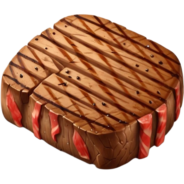 grilled steak object icon, cooked beef steak with grill marks, juicy texture, 3D cartoon, mobile game icon style, centered, clean background, soft shadow, no text, no watermark
 emoji