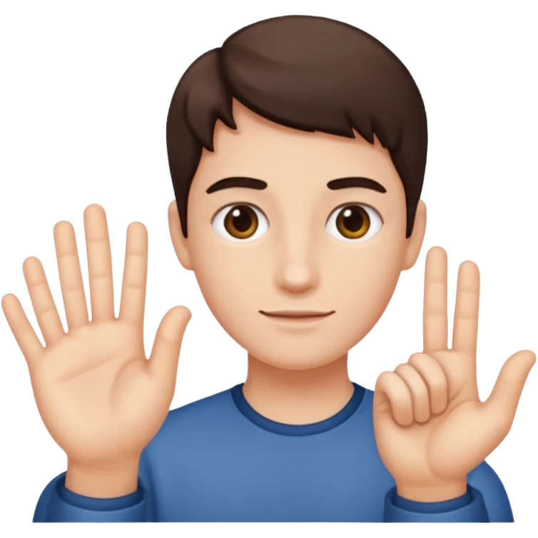 Person with a 6 in the left hand and 7 in the right hand emoji