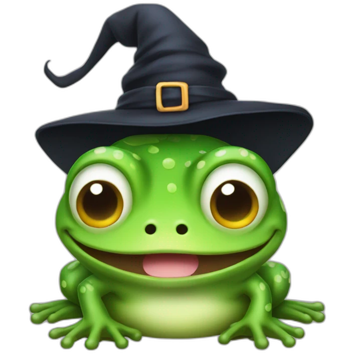 cute frog in a witch hate emoji
