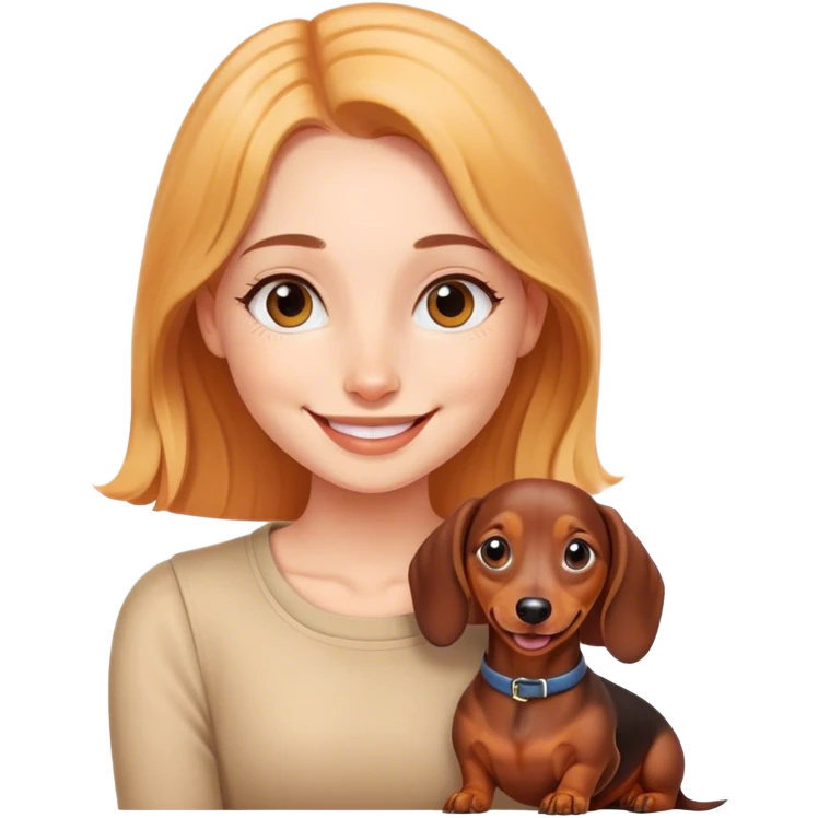 dachshund with its girl owner emoji