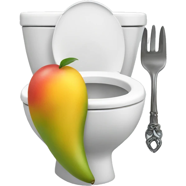 Skibidi toilet eating a mango on a fork emoji