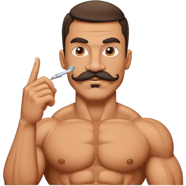 Super muscular stoner with a mustache emoji