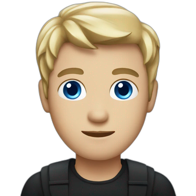 A guy with a black dress and blue eyes emoji