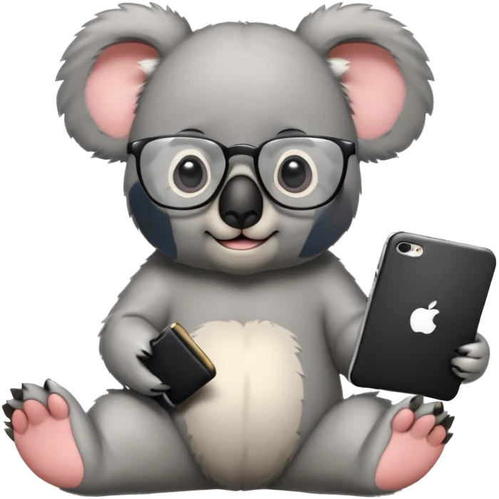 A koala with glasses watching movie emoji