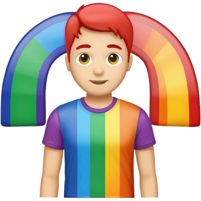 man with rainbow colored t shirt emoji