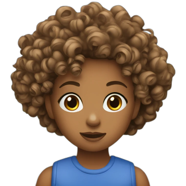 A kid using her insulin pump while playing in a park. She has curly hair and wears blue clothes emoji