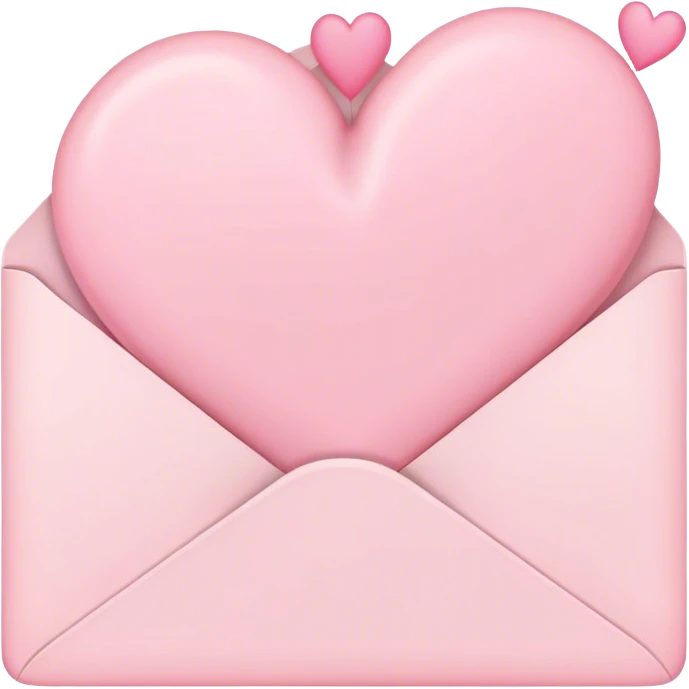 romantic letter with pastel pink hearts emoji