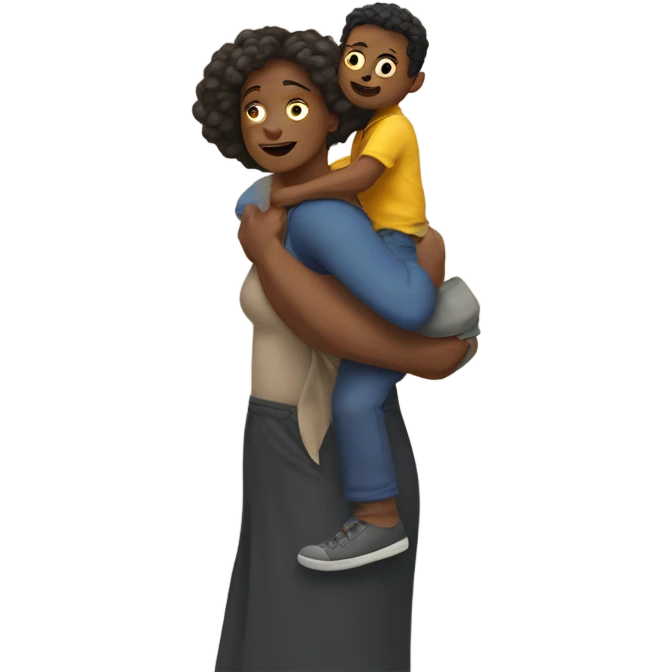 Giant woman carrying small man on her shoulder  emoji