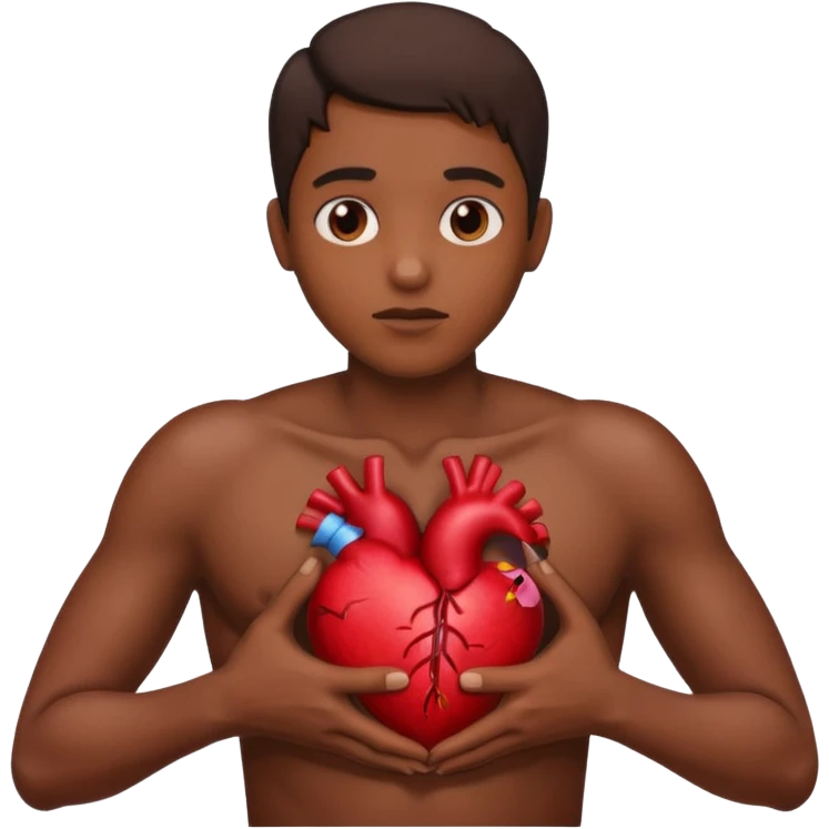 Holding heart out of chest brown skin person emoji