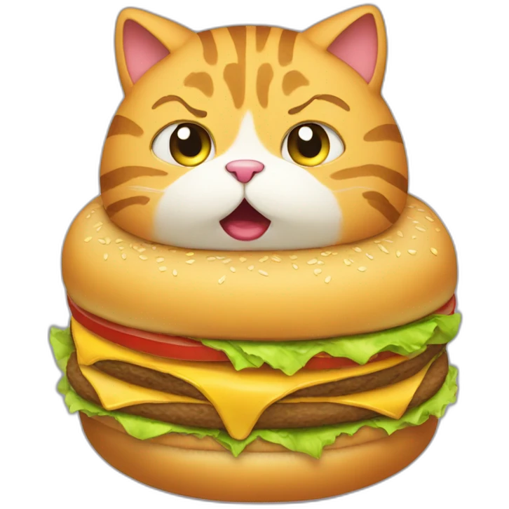fat cat eating burger emoji