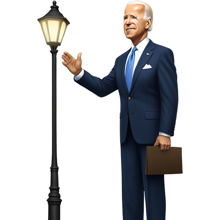 Joe Biden saluting a street lamp emoji